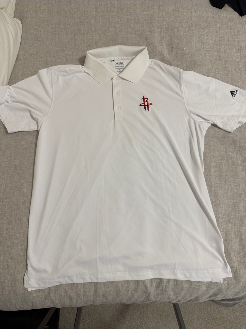 adidas White Polo with Red Houston Rockets Emblem